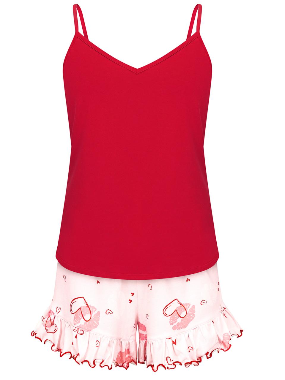 Пижама женская Roksana майка/шорты XXL Розовый/Черный (1839/16161)