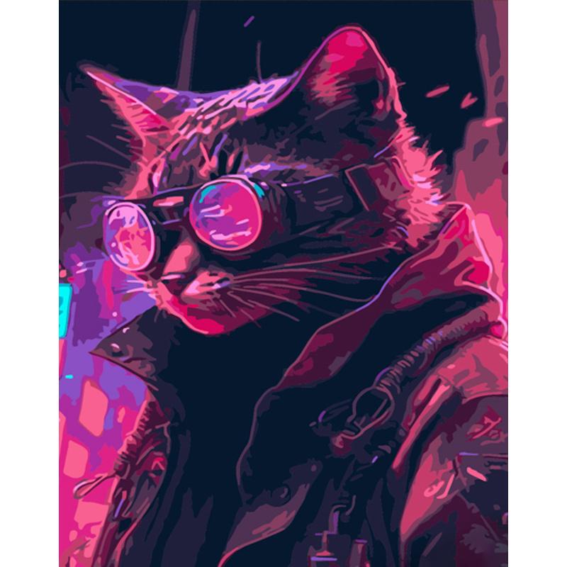 Картина по номерам Strateg Премиум Кот из будущего 40x50 см (DY389)