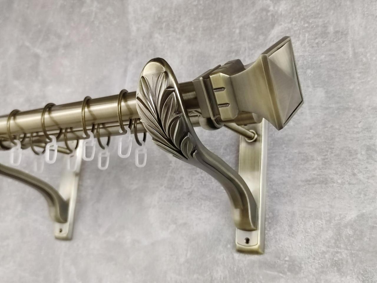 Карниз MStyle металлический для штор двухрядный Емпория 25/19 мм гладкий 160 см Антик (5012074)