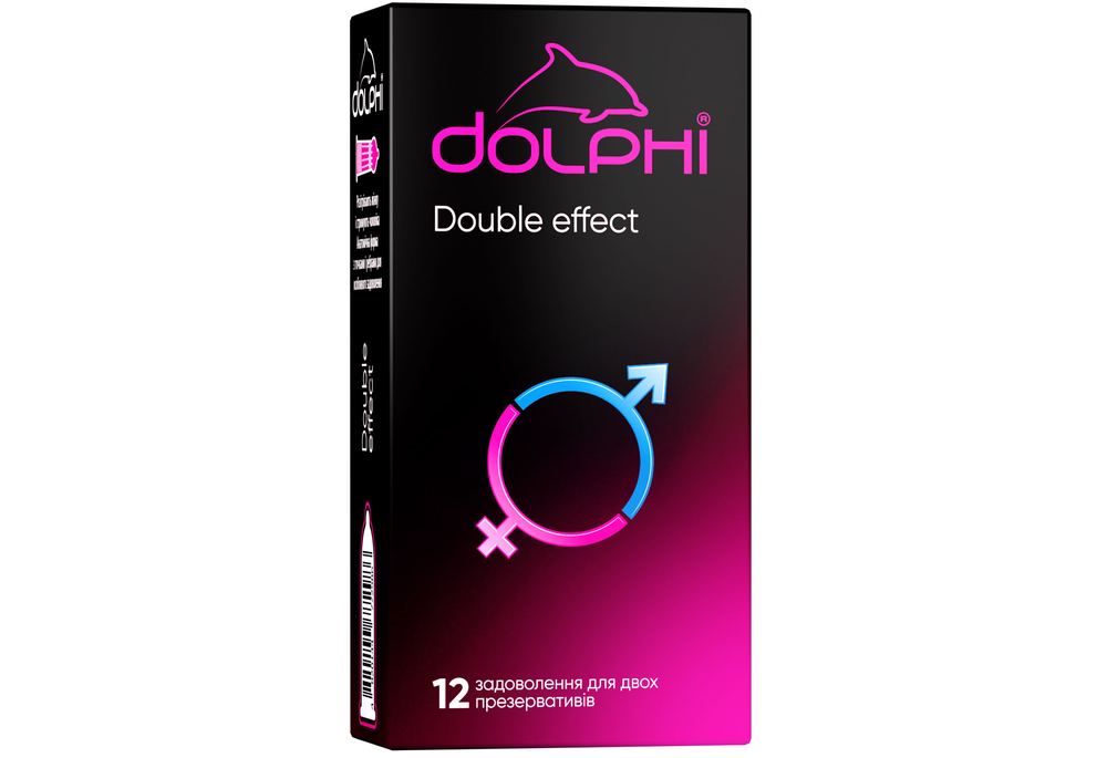 Презервативи Dolphi Double effect з ребрами та крапками 12 шт. (COM05884)