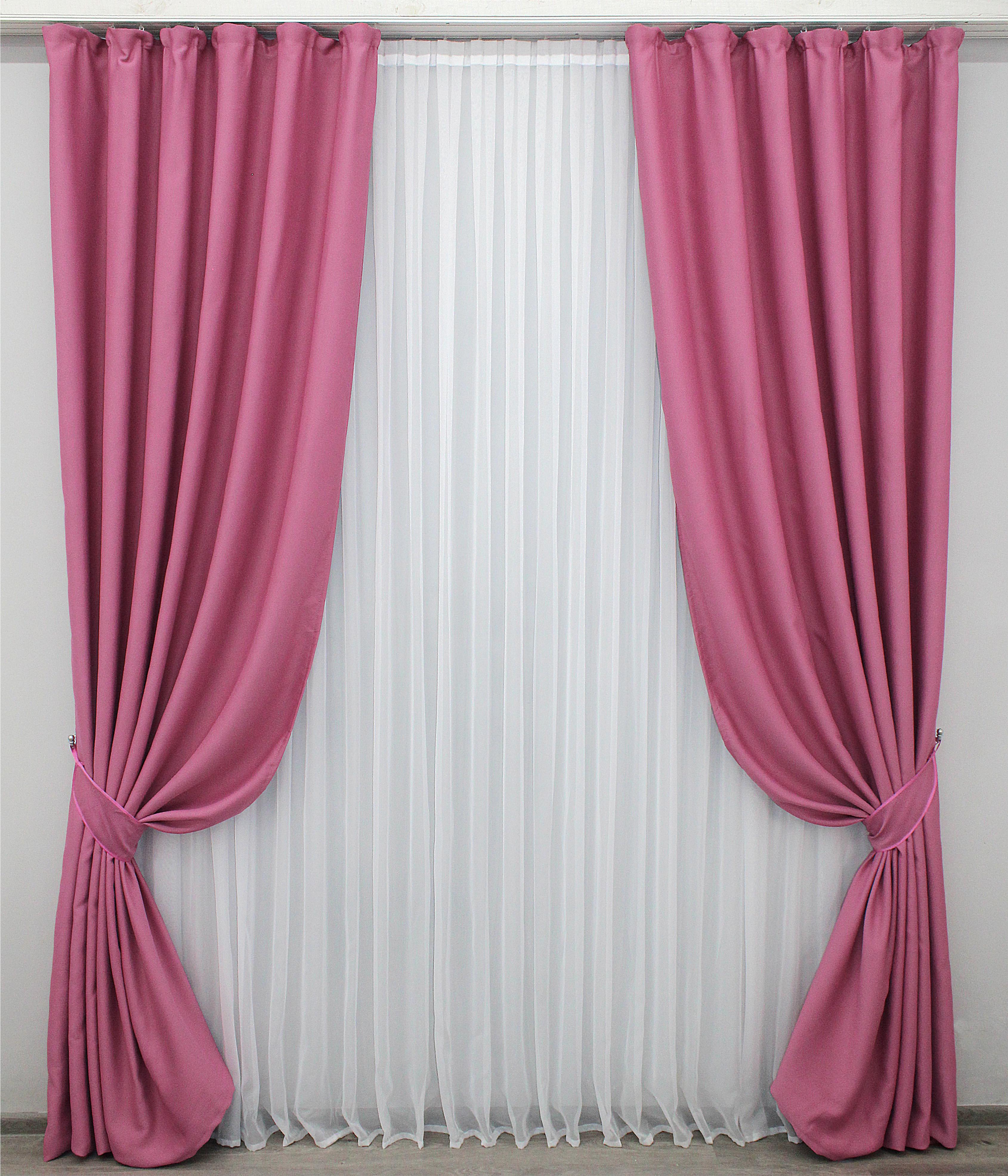Комплект готовых штор VR-Textil Блэкаут Bruno XO № 1142ш 100х270 см 2 шт. Малиновый (31-605)