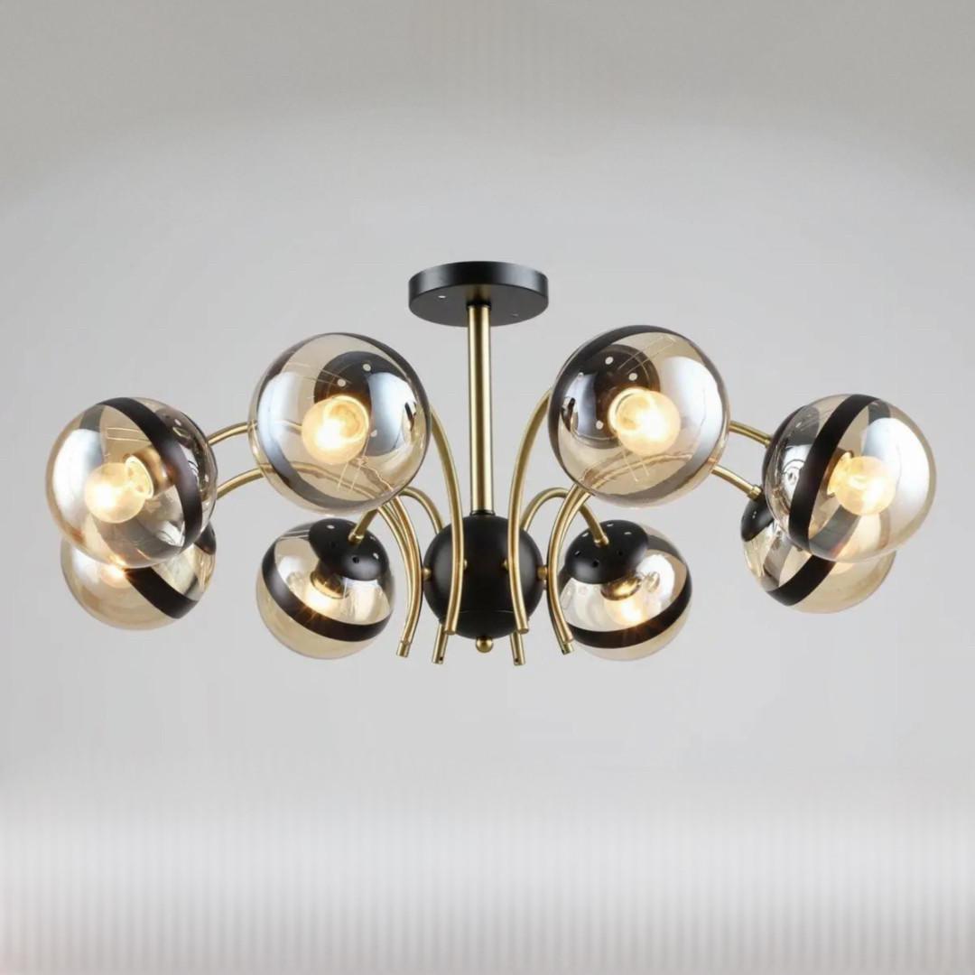 Люстра Sirius на восемь плафонов под лампу Е27 Черный/Медный (B A4321/8 COP+BK)