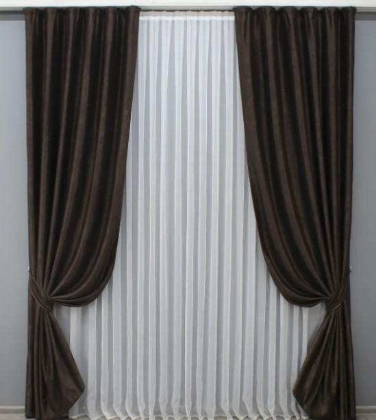 Комплект штор лен/софт Парма 1,5х2,7 м 2 шт. Венге (1459ш)