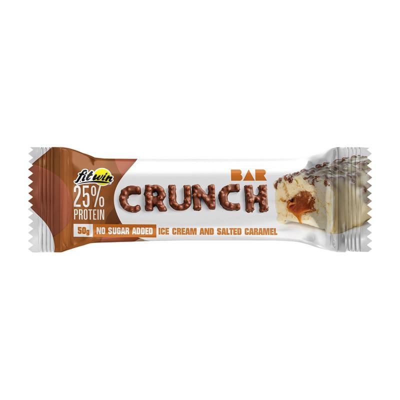 Протеиновый батончик 12 г білка без добавленного сахара FitWin Crunch Bar 50 г Мороженое/Солёная карамель
