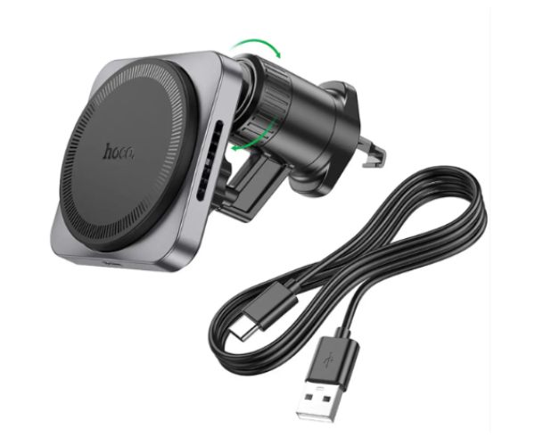 Держатель автомобильный магнитный Hoco HW15 Wireless с функцией беспроводной зарядки 15W 2A Black - фото 8