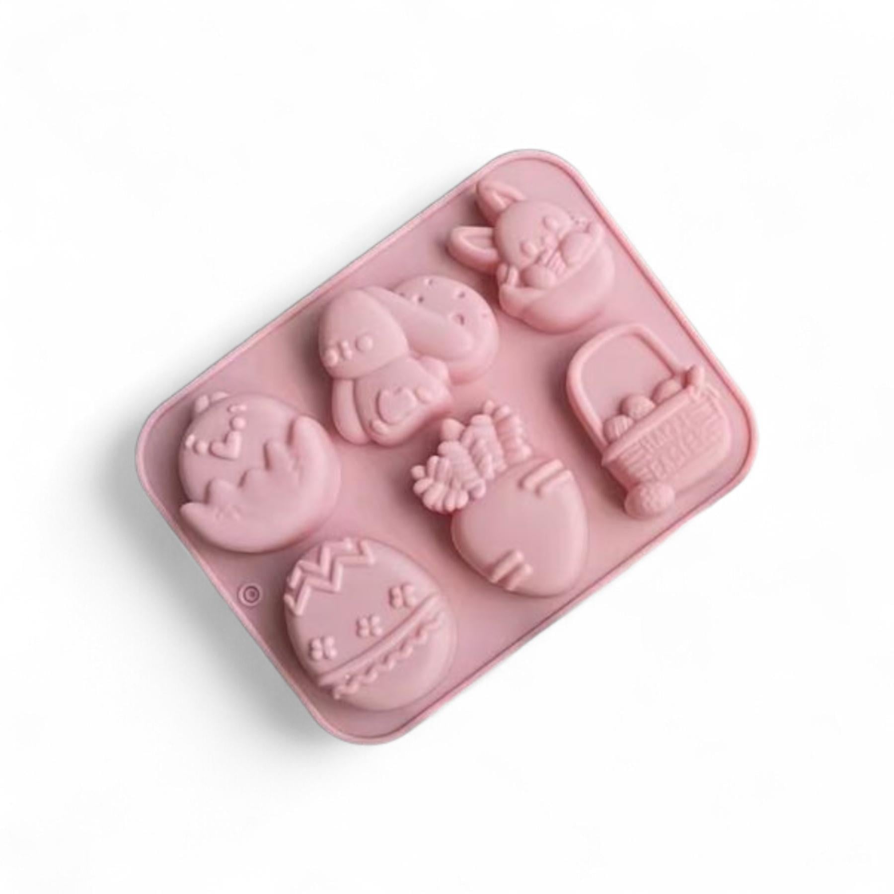 Силиконовая форма для выпечки кролики с морковью Розовый (SAM-12190)