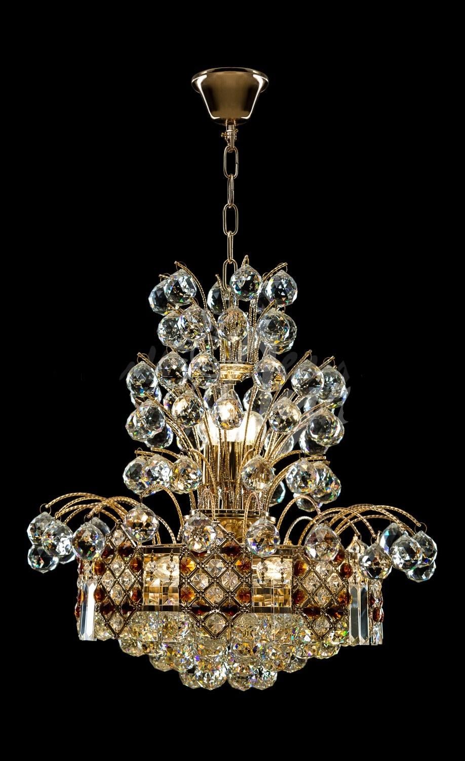 Хрустальная люстра L5223/500х500/6 3 1 FGD BRN Золото/Белый/Коричневый (AN000477)