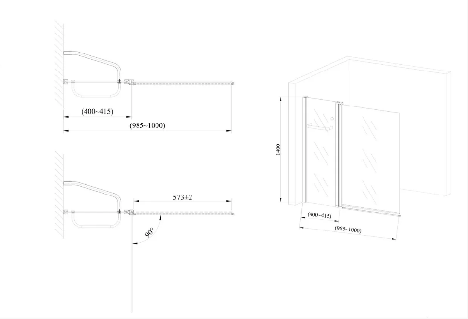 Стеклянная шторка для ванны AVKO Glass Frosted 542-8 100x140 см - фото 3