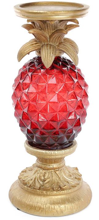 Підсвічник декоративний Adeola Ананас 14,7х14,7х32,5 см з Led-підсвіткою Рубін (BD-434-133)