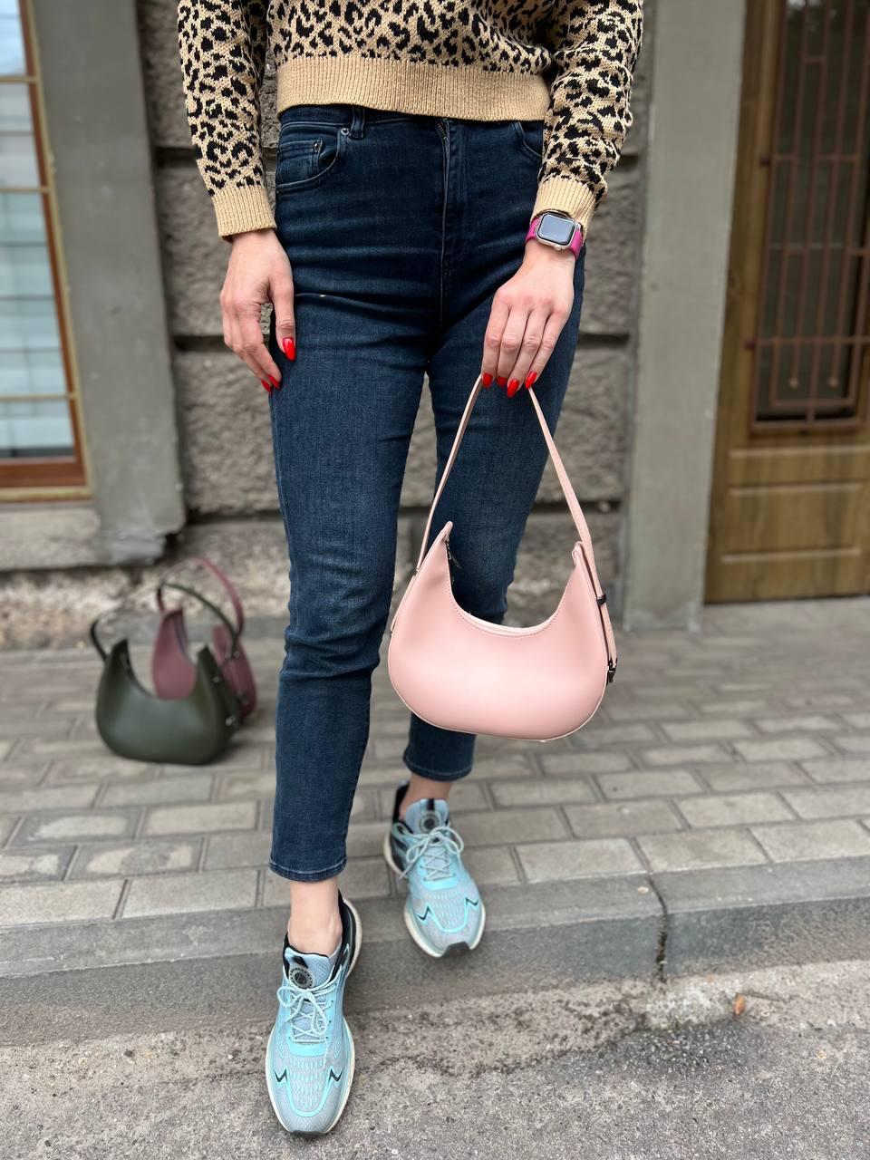 Сумка багет женская и кошелек из экокожи 2в1 Пудровый (2070277564) - фото 6