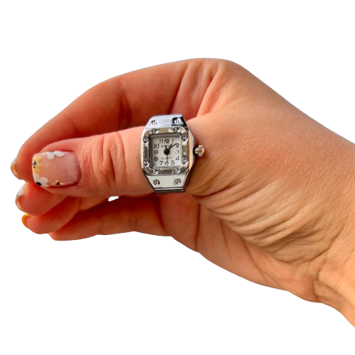 Часы-кольцо на палец квадратный с белым циферблатом (259) Часы-кольцо на палец квадратный с белым циферблатом (259)