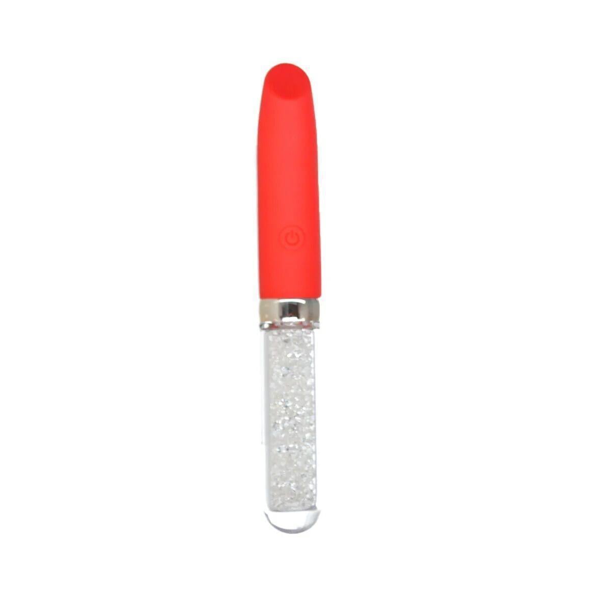 Вибратор с блестящей ручкой BMS Petites Lil' Glamour 15,2 см Красный (57257)