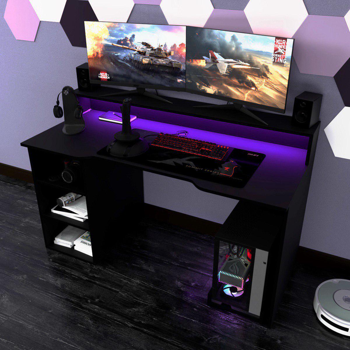 Компьютерный стол Mebellini Маршал NEW 1300х710/860х600 мм Черный (арт.SKEP1000-173) - фото 3 Компьютерный стол Mebellini Маршал NEW 1300х710/860х600 мм Черный (арт.SKEP1000-173) - фото 3