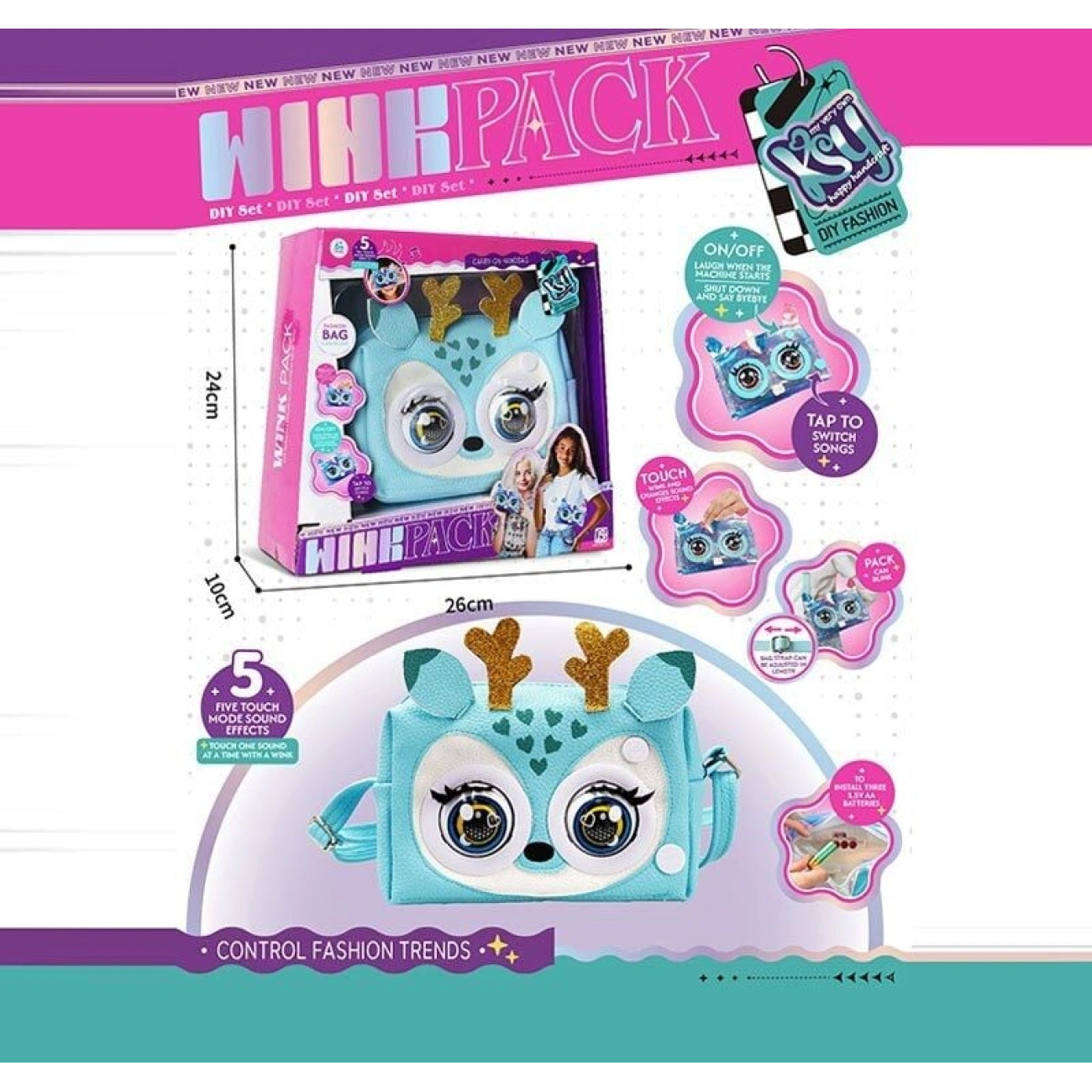 Детская сумочка интерактивная KSY958-1 с музыкой/LED-подсветкой и сенсорным управлением (29041293) - фото 2