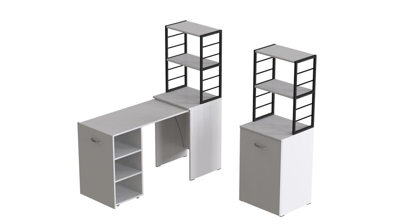 Стіл-тумба трансформер Ferrum-decor Смарт 4/2 з етажеркою метал/ДСП 16 мм 1430x1450x600 мм Чорний/Білий (FRD-105130) - фото 10 Стіл-тумба трансформер Ferrum-decor Смарт 4/2 з етажеркою метал/ДСП 16 мм 1430x1450x600 мм Чорний/Білий (FRD-105130) - фото 10