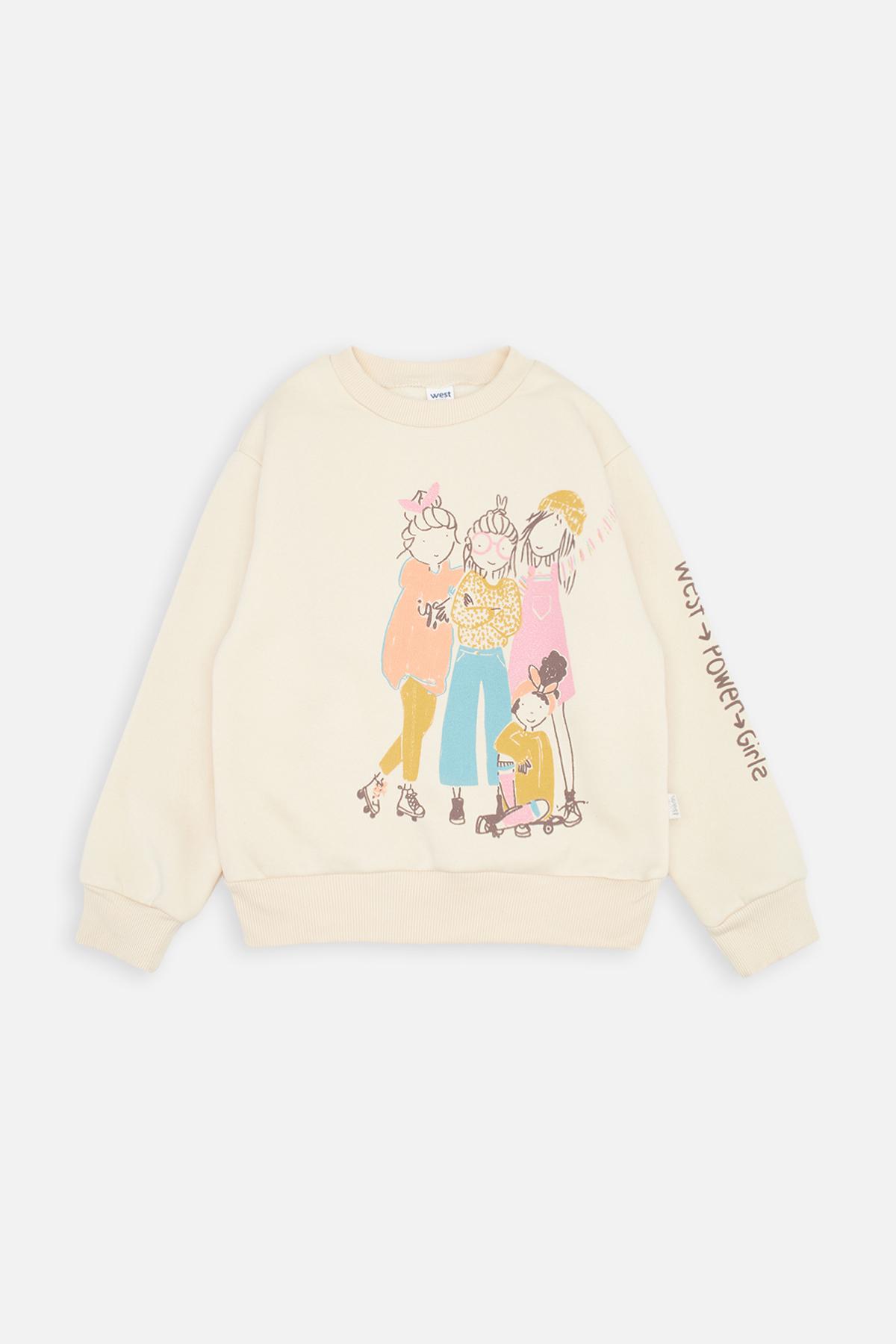 Свитшот для девочки 104 см Молочный (SKT001020320)