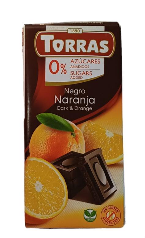 Шоколад черный Torras с апельсином без сахара/без глютена 75 г (58686)