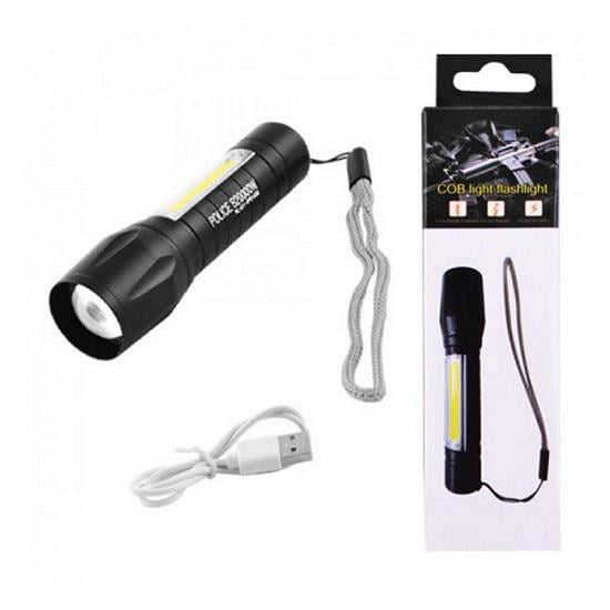 Фонарь 511-XPE+COB micro-USB Чорний