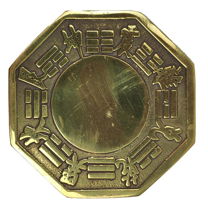 Зеркало багуа выпуклое латунное 6х6 см (С0014)