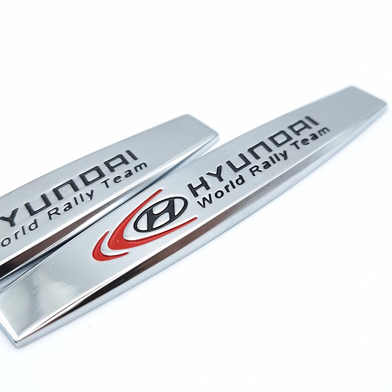 Емблема на крила Hyundai 10х1,8 см Хром глянцевий (1996611086)