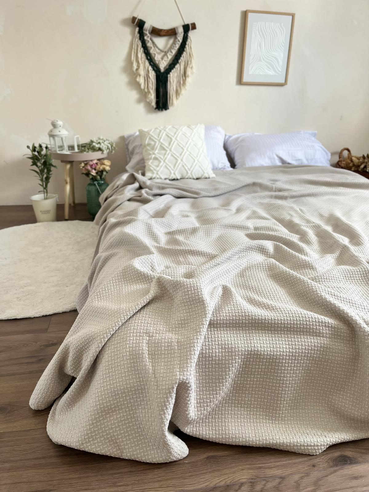 Покрывало хлопковое Wheat 220х240 см Серо-бежевый (18998882) - фото 7 Покрывало хлопковое Wheat 220х240 см Серо-бежевый (18998882) - фото 7