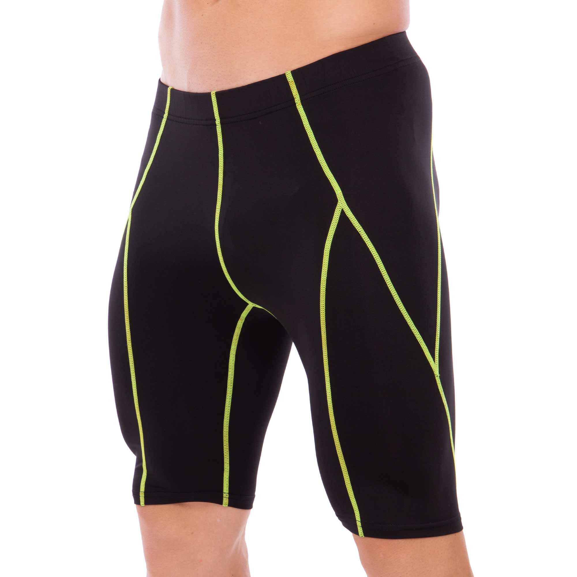 Шорты компрессионные LD-1502 LIDONG рост 190-195 см XXXL р. 52-54 Черный/Салатовый