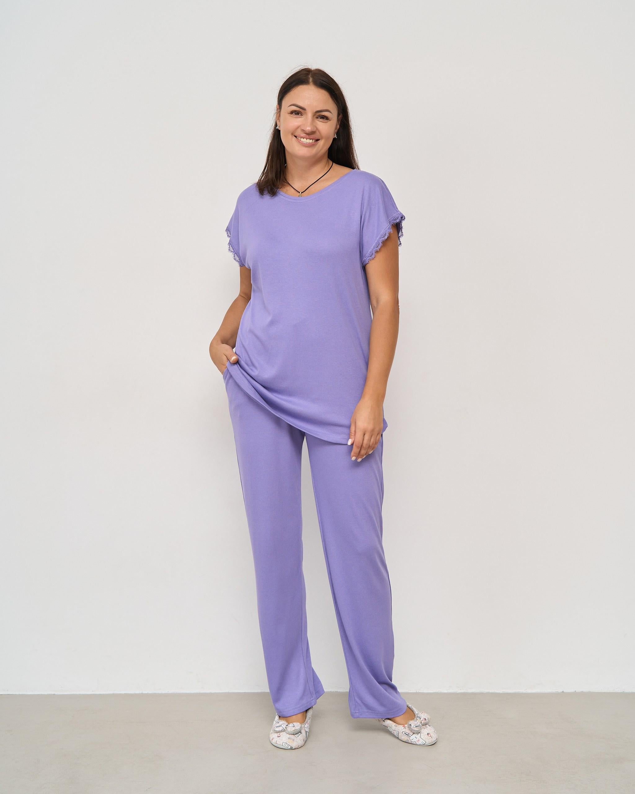 Пижама женская с брюками батал бамбук L (115001)