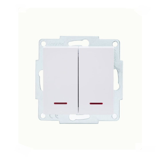 Выключатель двухклавишный Lezard Vesna с подсветкой Белый (26428686)