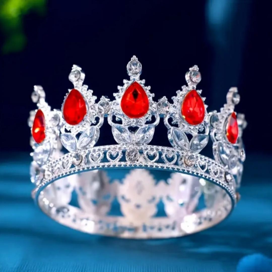 Декор для торта Корона 8 см із червоним камінням (2680606199)