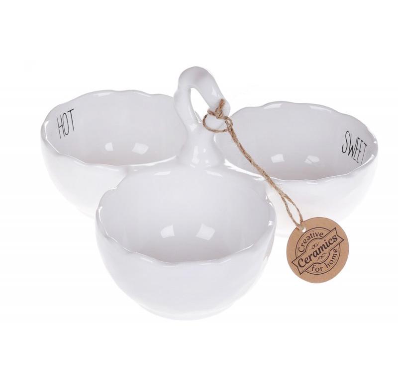 Менажница керамическая на 3 секции BonaDi Bianco 21 см (979-325)