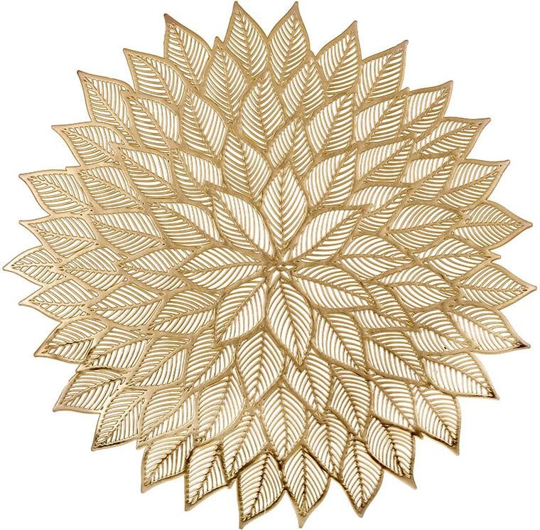 Набор 4 сервировочных коврика Margrese Золотая Астра Ø38см, плейсмат (подтарельники)