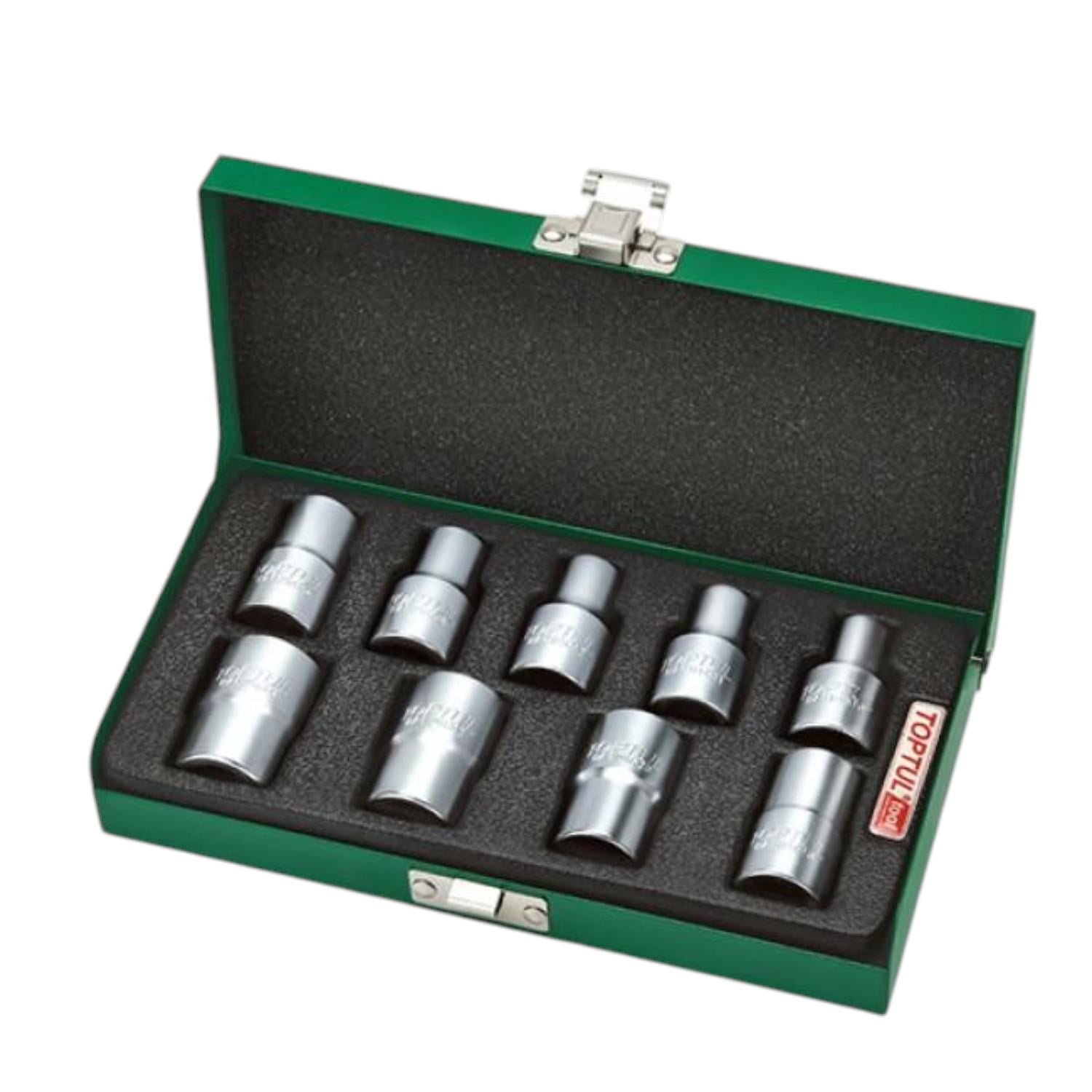 Набор торцевых головок Toptul GAAD0907 TORX 1/2" E10-E24 хром-ванадий 9 единиц Зеленый (147-112-GAAD0907)