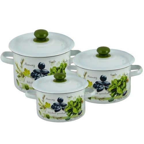 Набор кастрюль Зелень фреш с крышками (11181016)