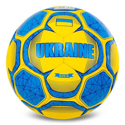 Мяч футбольный Ballonstar UKRAINE FB-5182 PU Гриппи сшит вручную №5 Желто-голубой (31773604)