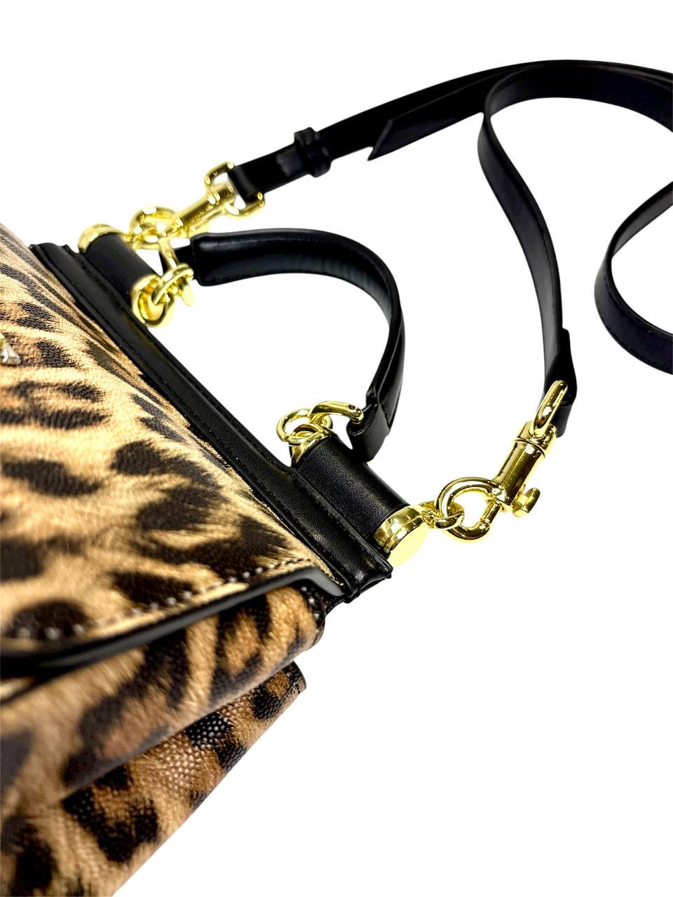 Сумка женская Sicily 19c принт Дольче Габана Леопардовый (EKL354) - фото 4 Сумка женская Sicily 19c принт Дольче Габана Леопардовый (EKL354) - фото 4