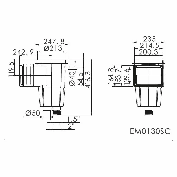 Скімер Emaux EM0130-SC Standart під бетон квадратна кришка (15292857) - фото 2