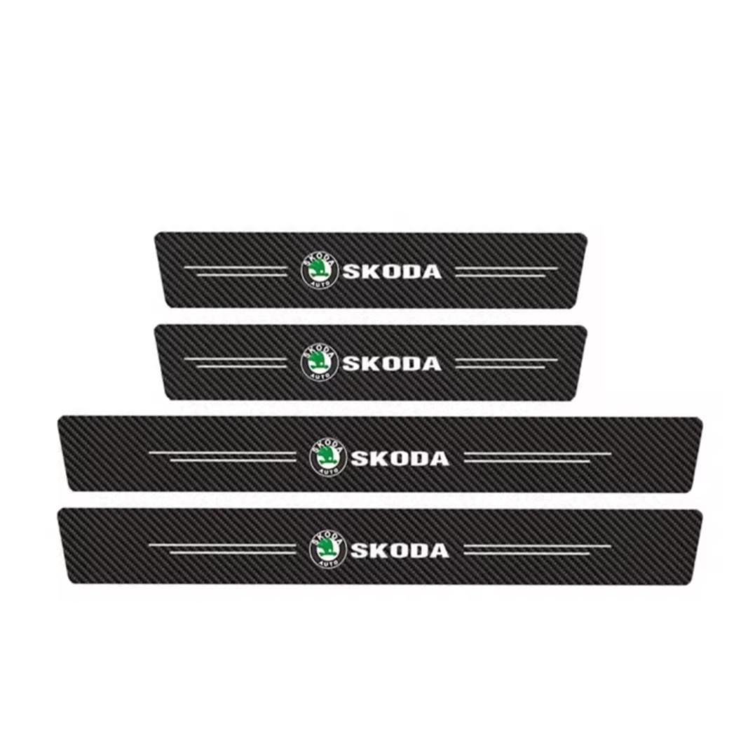 Пленка защитная накладка на пороги для Skoda 4 шт. Черный карбон (2012241752)