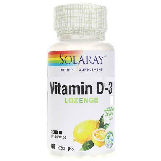 Вітамін D Solaray Vitamin D-3 2.000 IU 60 Lozenges Lemon Flavor (SOR-79645)