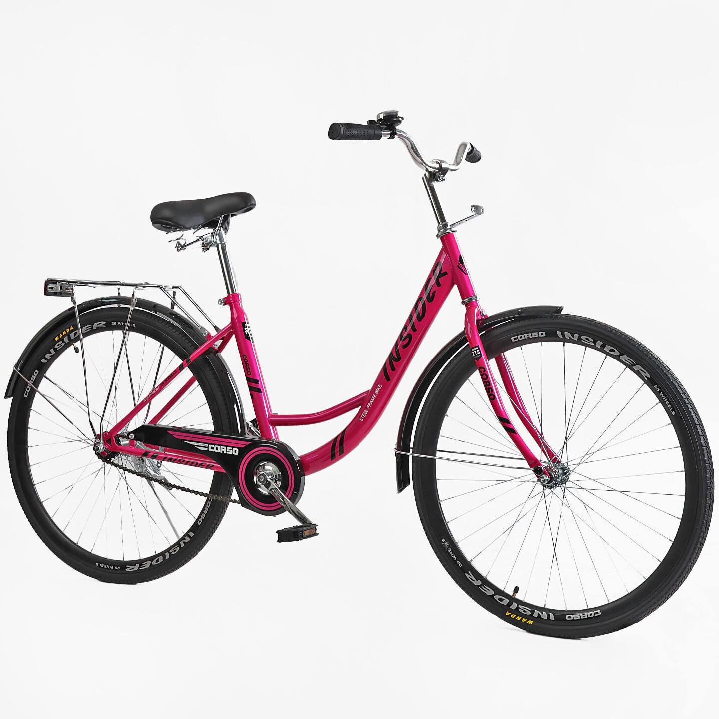 Велосипед міський Corso Insider з багажником рама 16,5"/26 " Рожевий - фото 2 Велосипед міський Corso Insider з багажником рама 16,5"/26 " Рожевий - фото 2