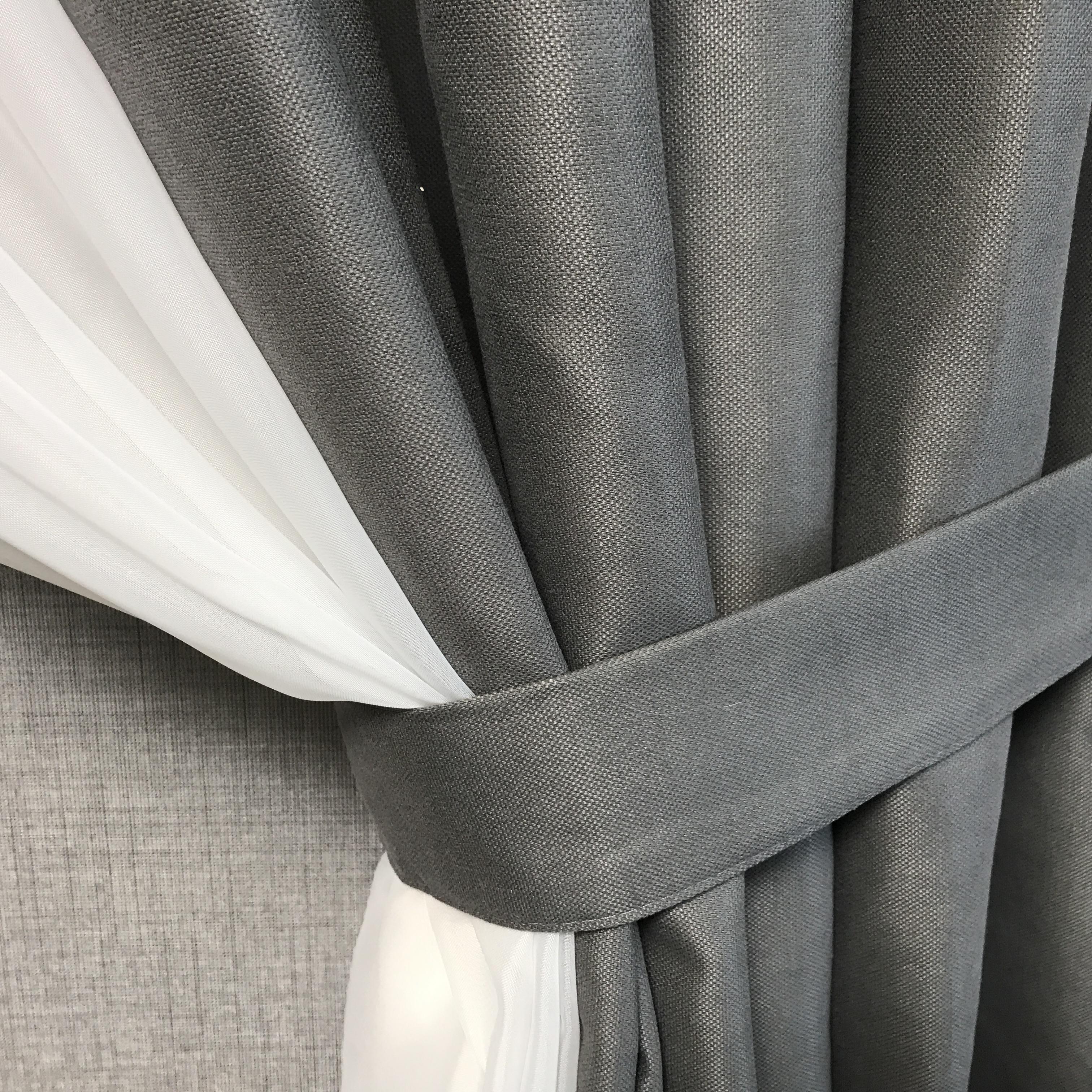 Гардина з мікровелюру та шифону ALBO 400x180 см Сірий (KU-PK-339) - фото 4