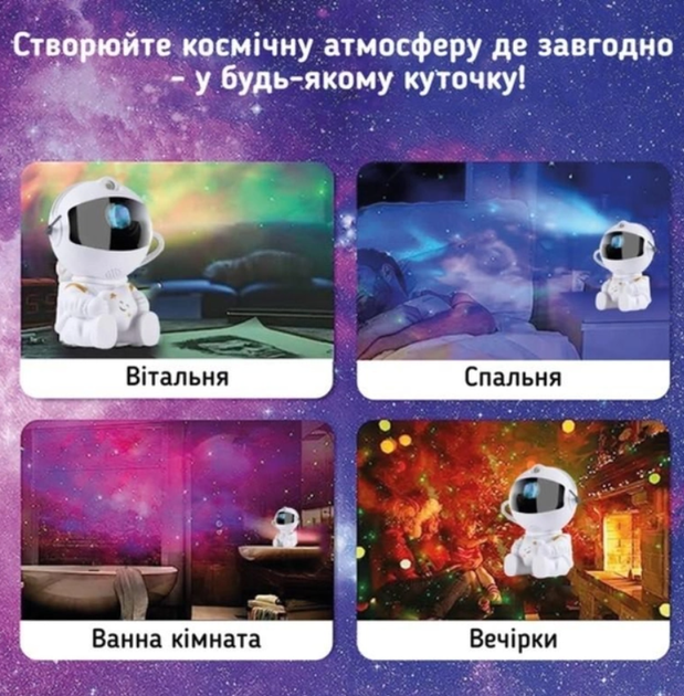 Нічник-проектор зоряного неба лазерний Астронавт з пультом (23338922) - фото 8