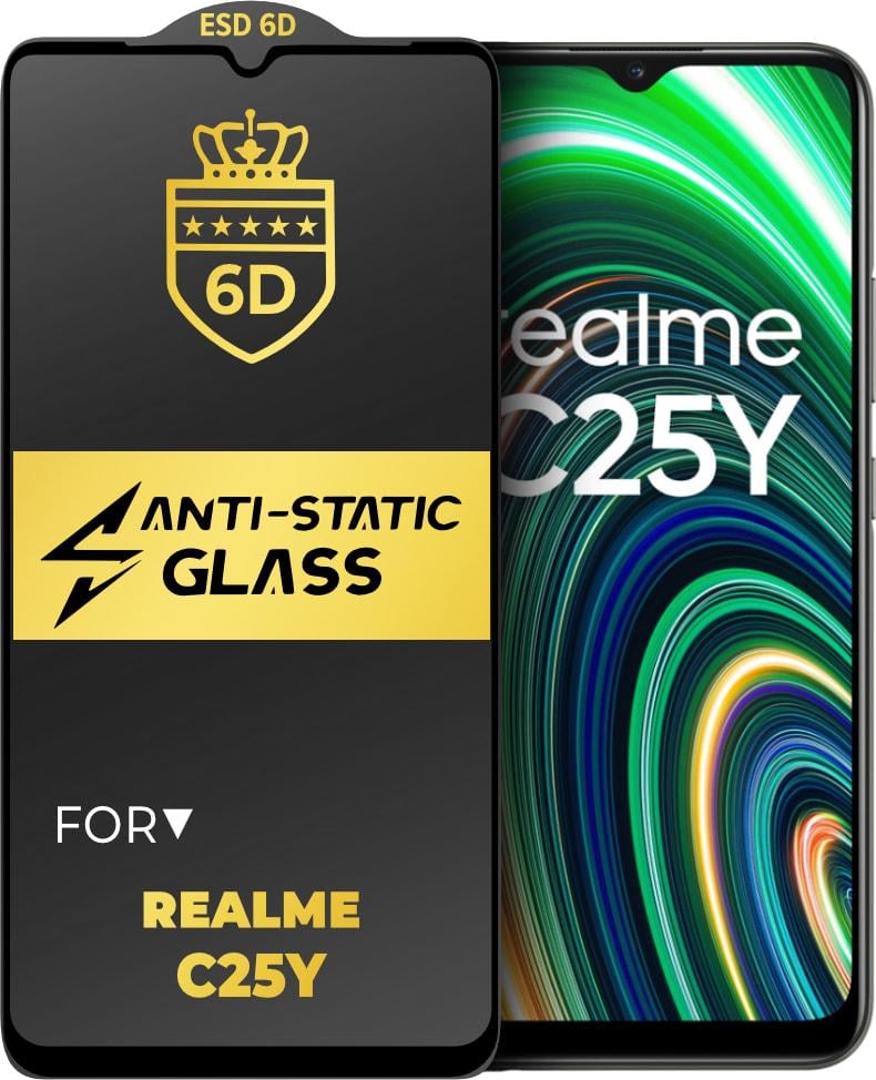 Защитное стекло 6D Anti-Static Realme C25Y Glass Shield