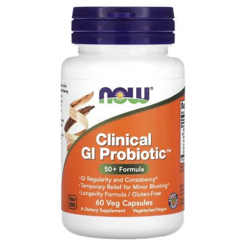 Пробиотики и пребиотики NOW Clinical GI Probiotic 50+ Formula 60 Capsules (NOW-02919)