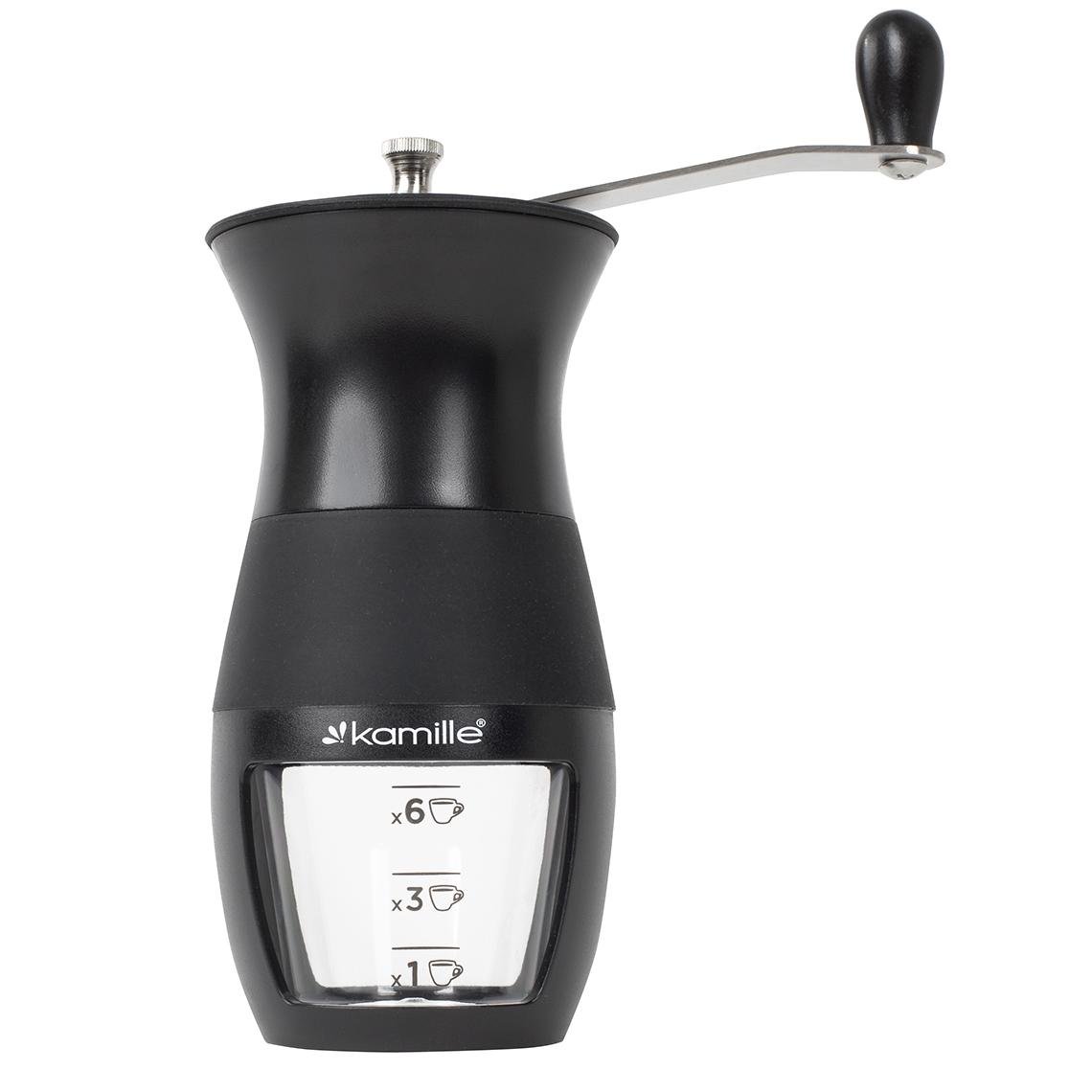 Кофемолка ручная с керамическим механизмом помола Kamille KM-7065 с пластиковым корпусом 8,2х21,1 см Черный (150-84-7065)