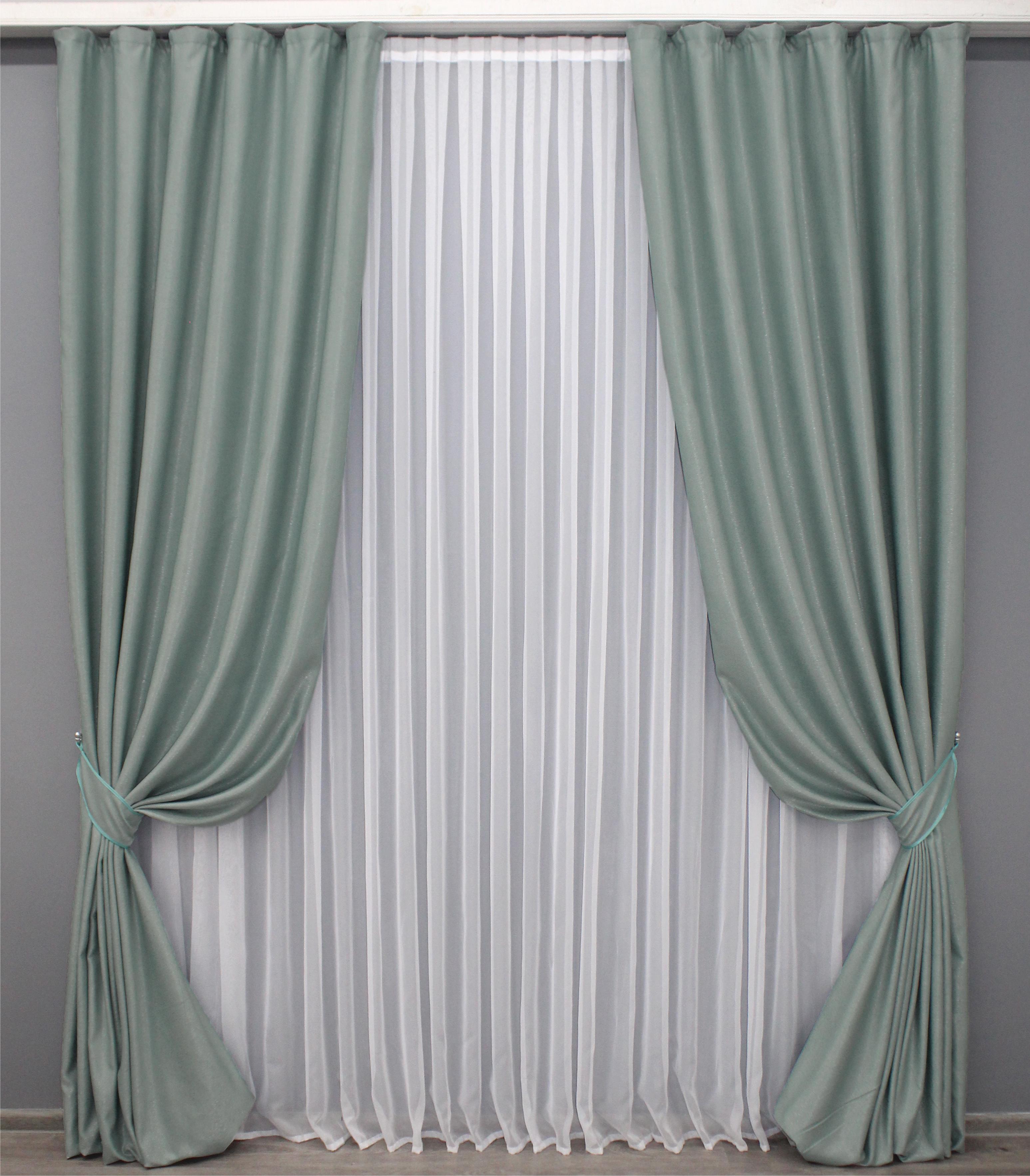 Комплект готовых штор VR-Textil Лен рогожка № 774ш 150х270 см 2 шт. Голубой (33-0185)