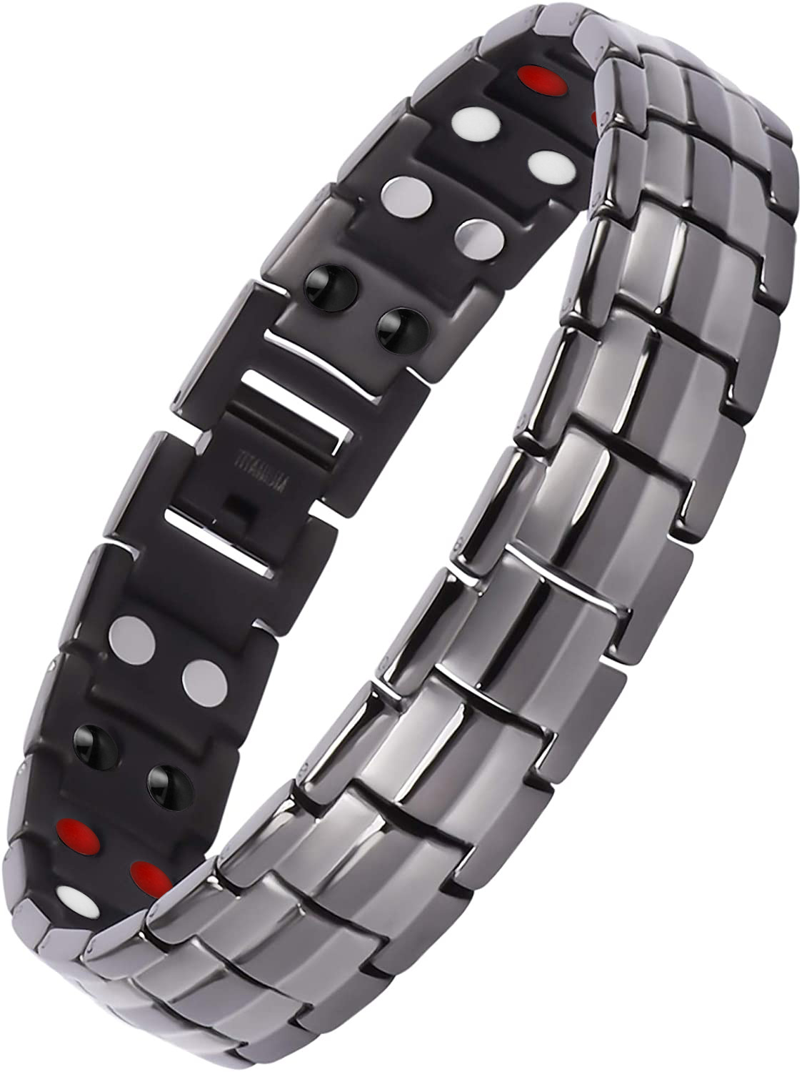 Браслет магнитный силовой Здоровье с магнитной терапией от давления Черный