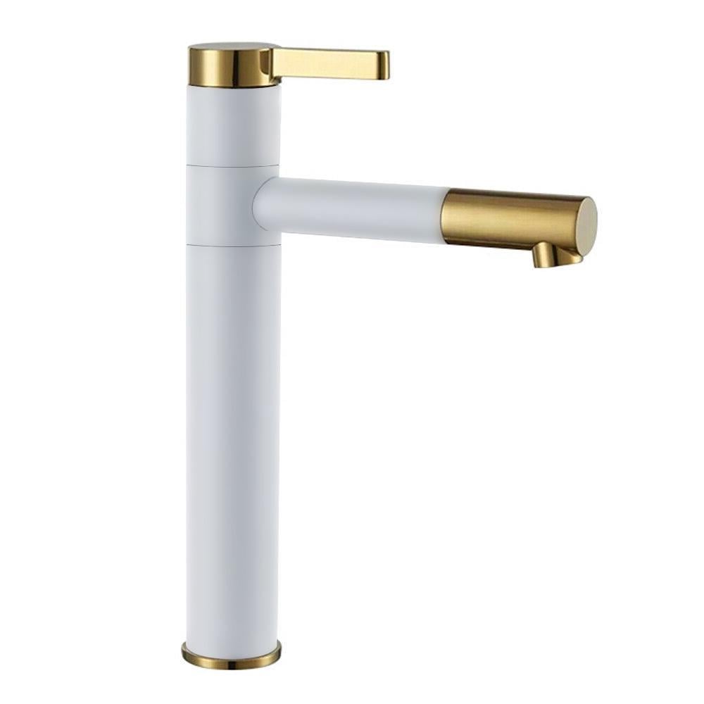 Смеситель для раковины высокий Rea SMART WHITE GOLD REA-B8400 Белый/Золотой (84356)