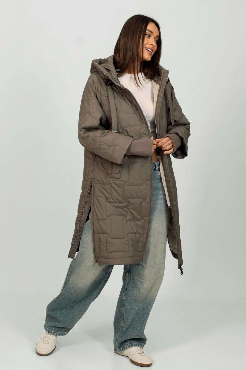 Пальто-реглан женское на флисе больших размеров р. 50 Мокко (33304707)