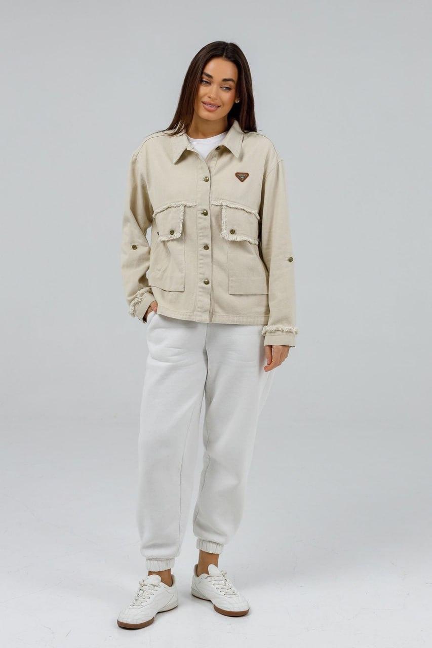 Куртка жіноча котонова 4XL Бежевий (689c/4XL) Куртка жіноча котонова 4XL Бежевий (689c/4XL)