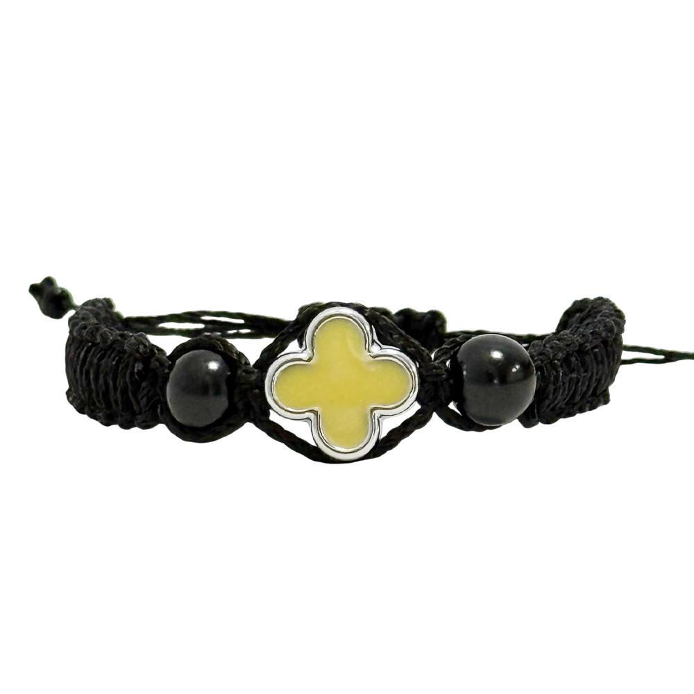 Браслет плетений із хрестом Чорний/Жовтий (777712480)